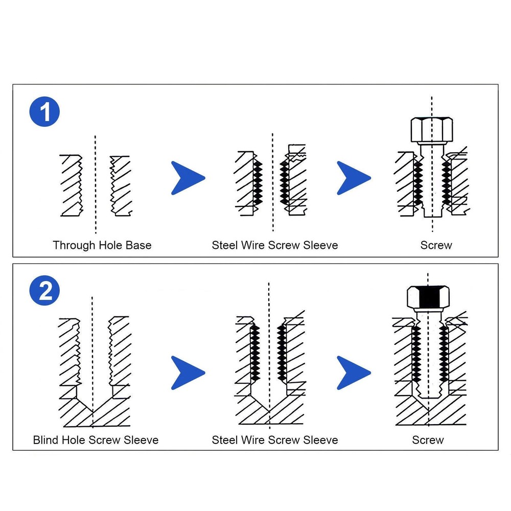 50PCS Self-Tapping Thread Inserts Set M3 to M16 Stainless Steel For Workshop Use
