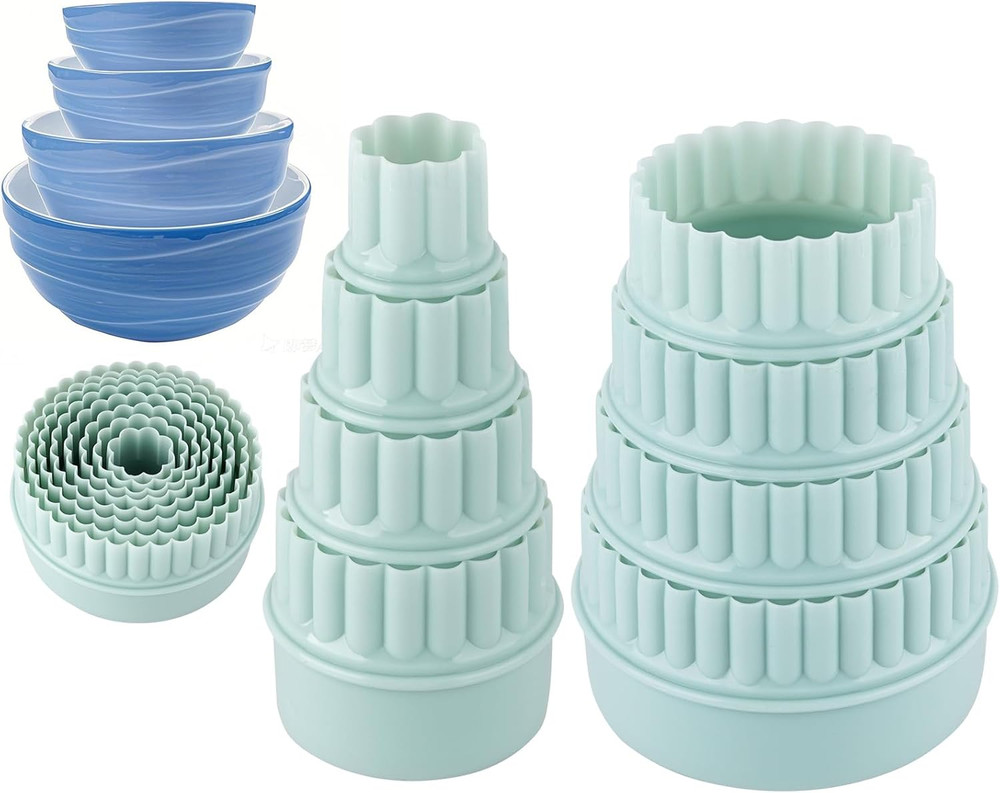 2 Sets Display Stands for Pyrex Bowls 16Pcs, Stacker Rings for Cabinet Organizer