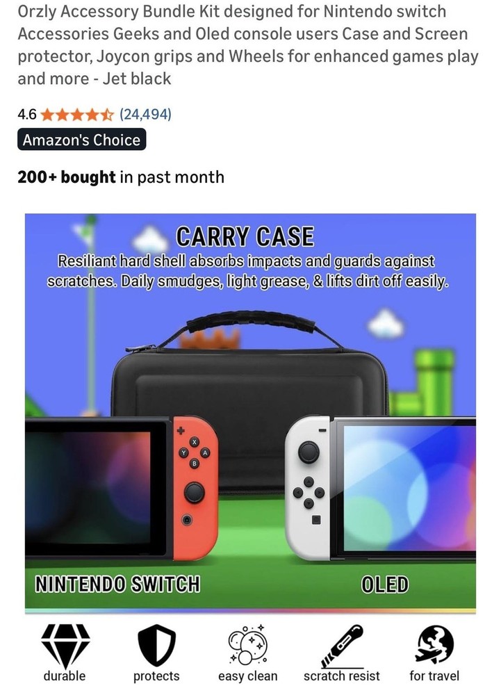 Orzly Ultimate Geek Pack Accessory Bundle For Switch Switch OLED Black