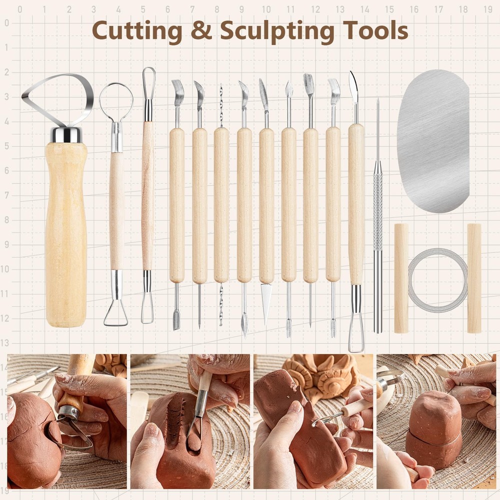 36PCS Pottery & Clay Sculpting Tools, Ceramics Polymer Tools Set, Clay Modeli...