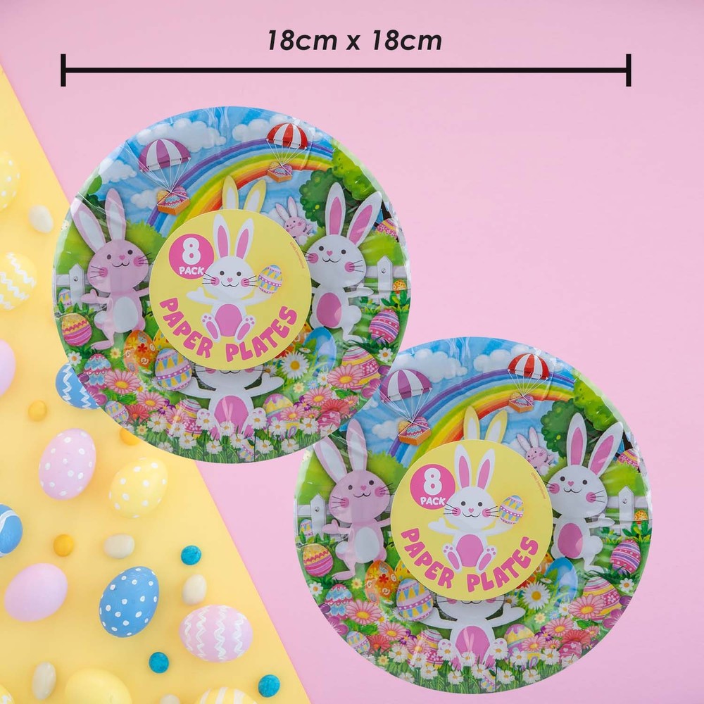 Easter 7" Plates Disposable Tableware 18cm x 18cm Multicolour X 2