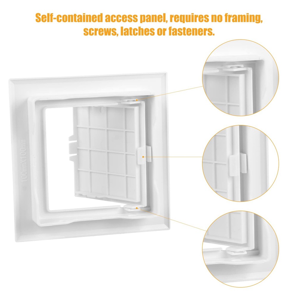 4x4 Inch Plastic Access Panel for Drywall Removable Hinged Door White