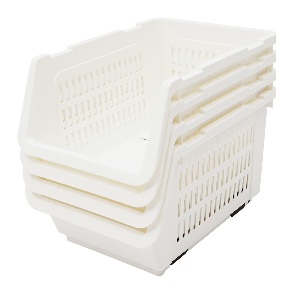 4 PCS Stacking Storage Baskets, Stackable Organizer Baskets