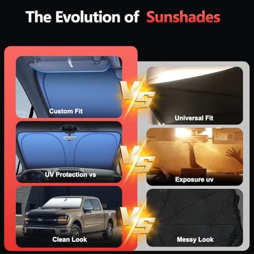 Windshield Sun Shade for Cars, Front Windshield Sunshade with Custom-Fit Medium