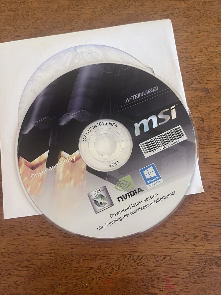 MSI Afterburner Driver And Utility Windows Software CD