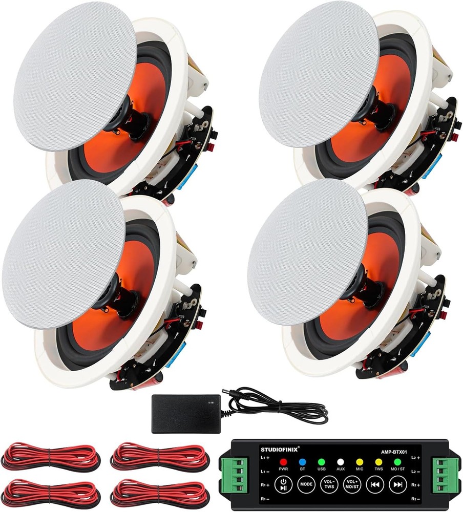 STUDIOFINIX 6.5" Bluetooth Ceiling Speakers 600W Wired Recessed Speaker System