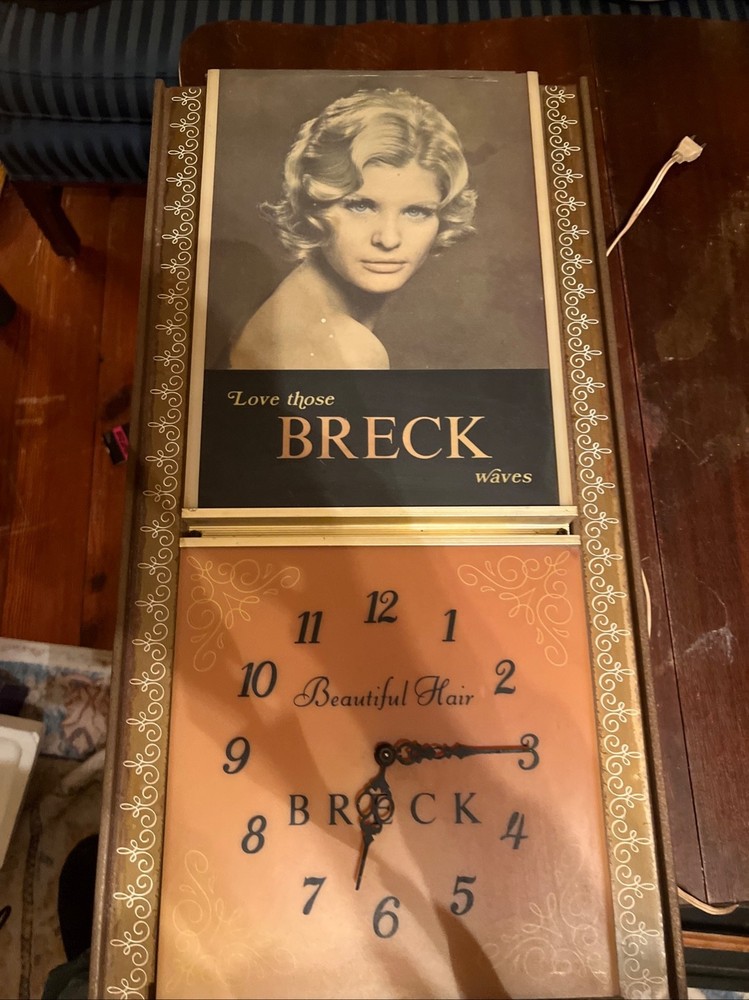 Vintage Breck advertising clock light up large clock old