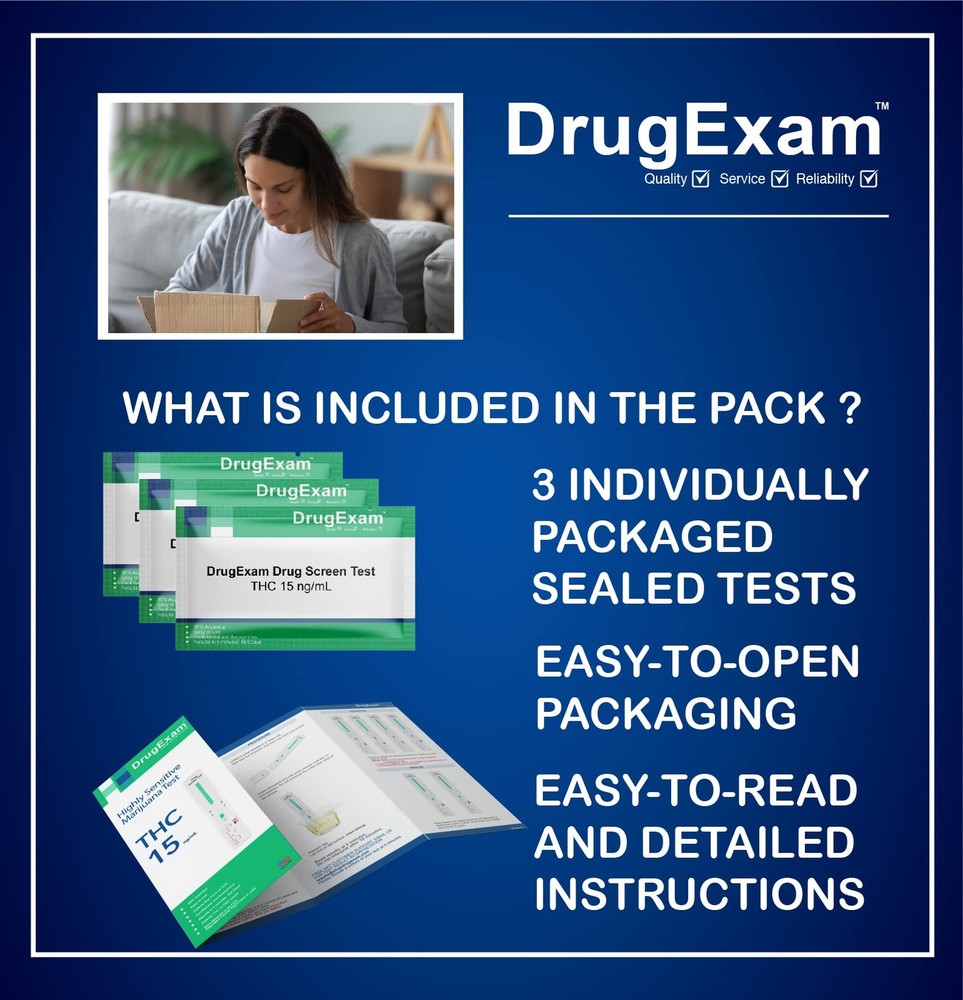 3 Pack - DrugExam Made in USA Most Sensitive Marijuana THC 15 ng/mL Single Panel