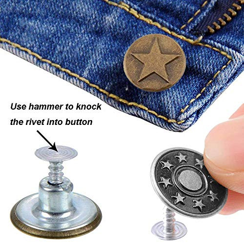 80 Sets 17mm Jeans Button Replacement Kit Metal Tack Button Snap Button for