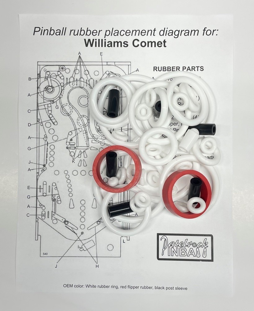 1985 Williams Comet Pinball Machine Rubber Ring Kit     ***Customize Your Kit***