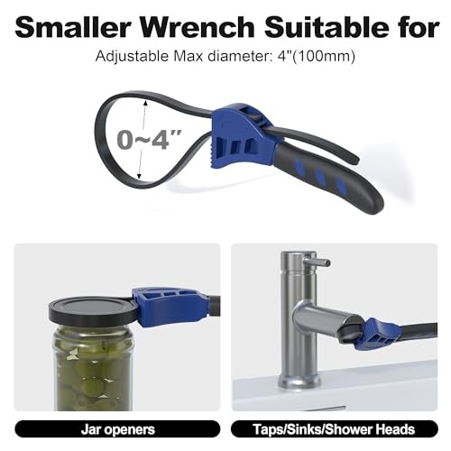 Strap Wrench Set, 2pcs Adjustable Rubber Strap Wrench, Oil Filter Strap