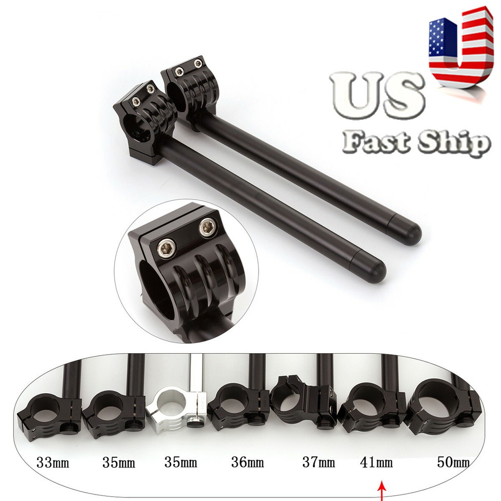 US Ship Universal Regular 50mm Clip Ons clipon Fork Handle Bars Handlebar Black