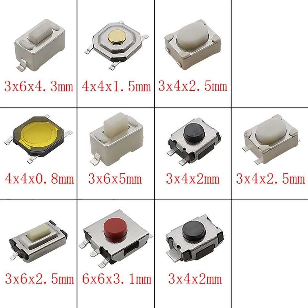 250PCS Tactile Push Button Switch Momentary Tact For SMD 10Value Kit New