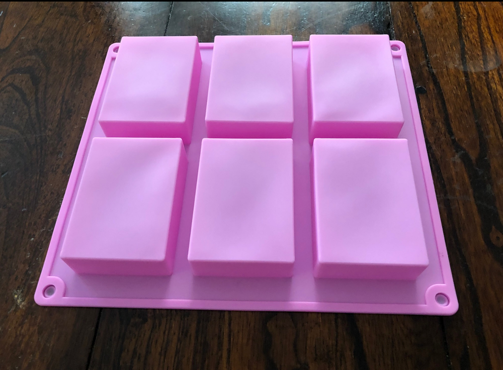 6-Cavity Rectangular Soap Mold Ice Cube Tray Silicone DIY Cake Baking Mould Tool