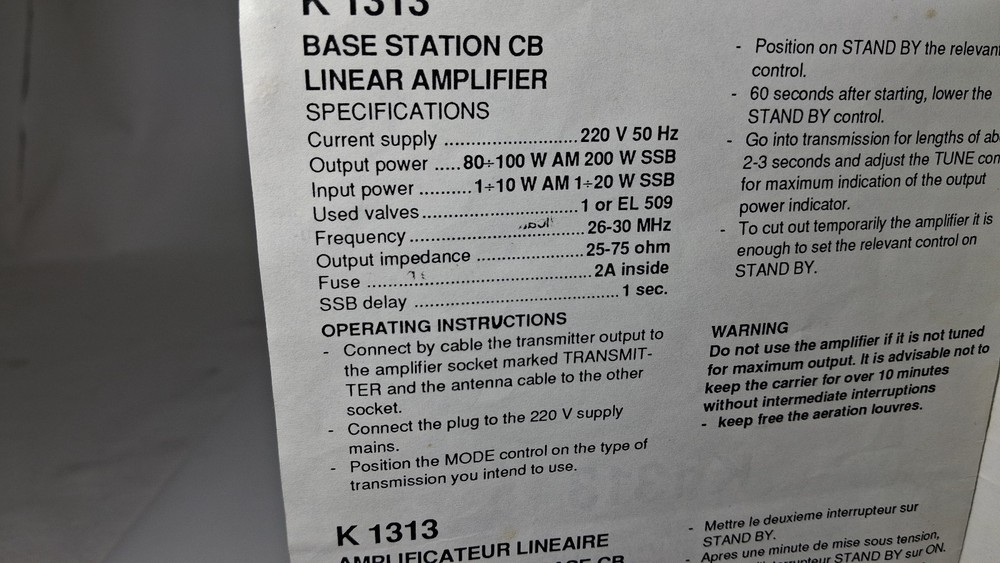 ALAN K1313 LINEAR AMPLIFIER