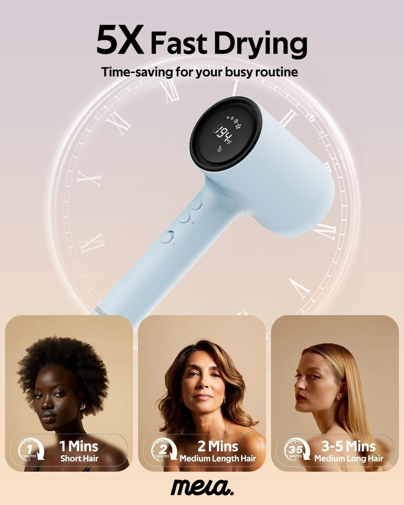 Professional Hair Dryer with Diffuser Fast Drying Anti-Static Self-Cleaning