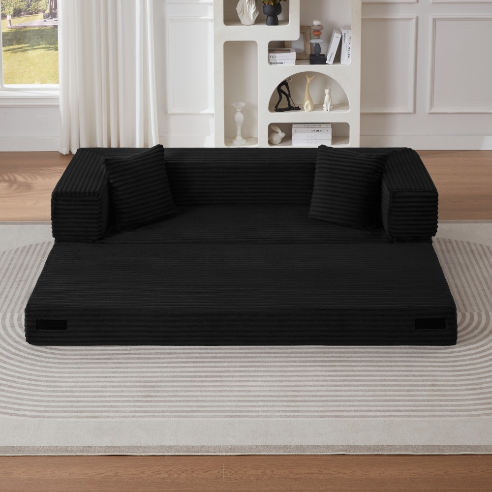 Modern Cord Sofa Classic Square Design, Unique Two-tier Design