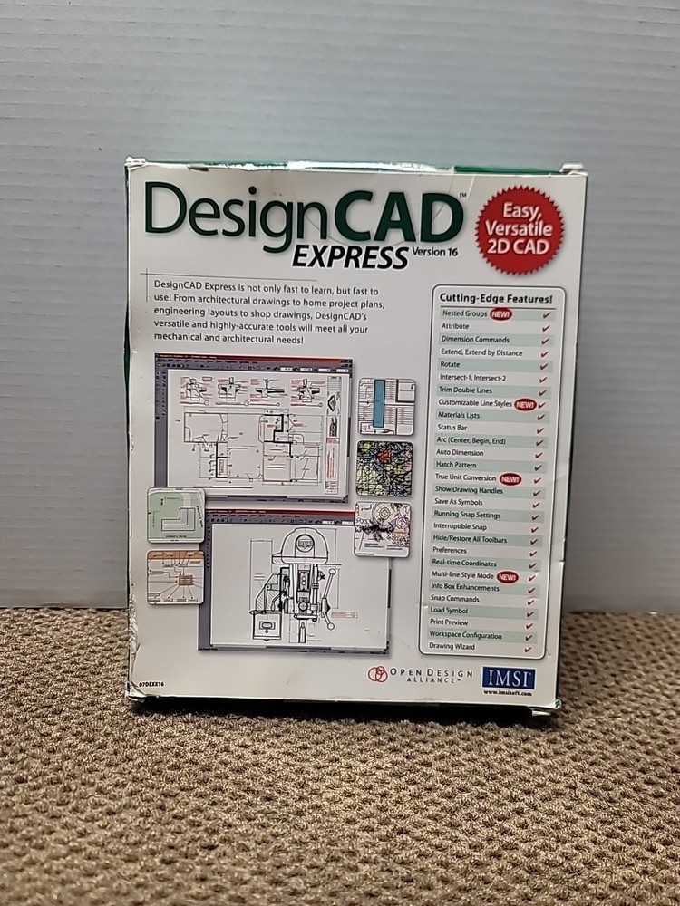 New Sealed Design CAD Express Version 16 DesignCAD PC Computer Software Big Box