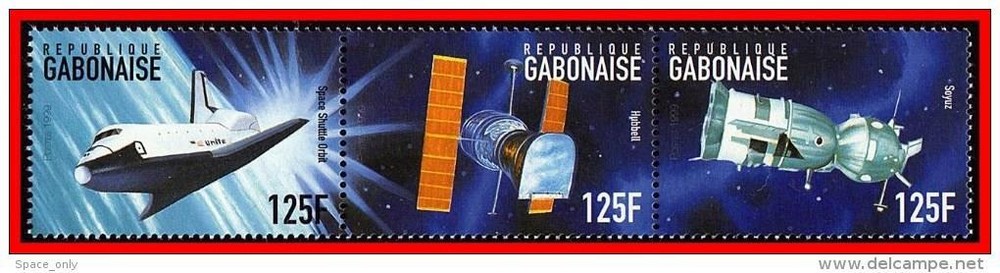 GABON = SPACE CONQUEST MNH ** postfriesch = SHUTTLE + SOYUZ