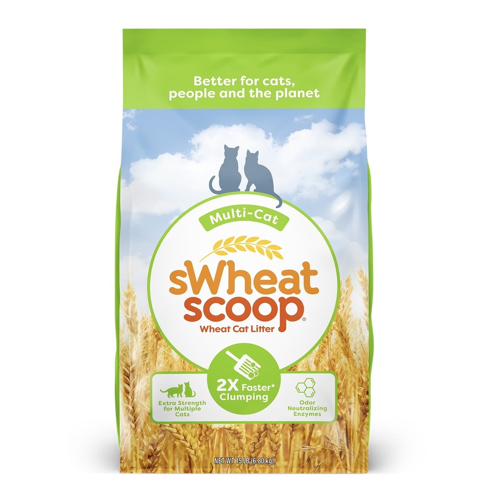Multi-Cat Natural Clumping Wheat Cat Litter 15lb Biodegradable Flushable