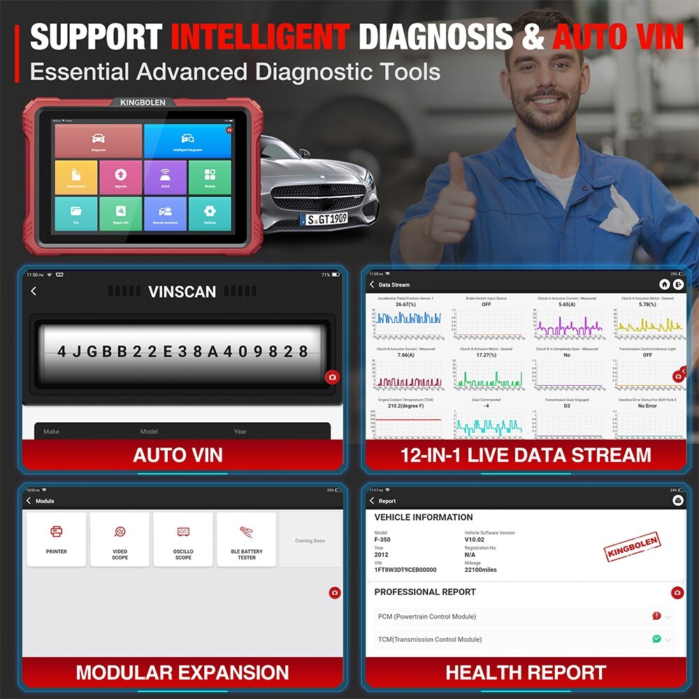 2025 Kingbolen K10 PRO Car Full System Diagnostic Tools Key ECU Coding Scanner