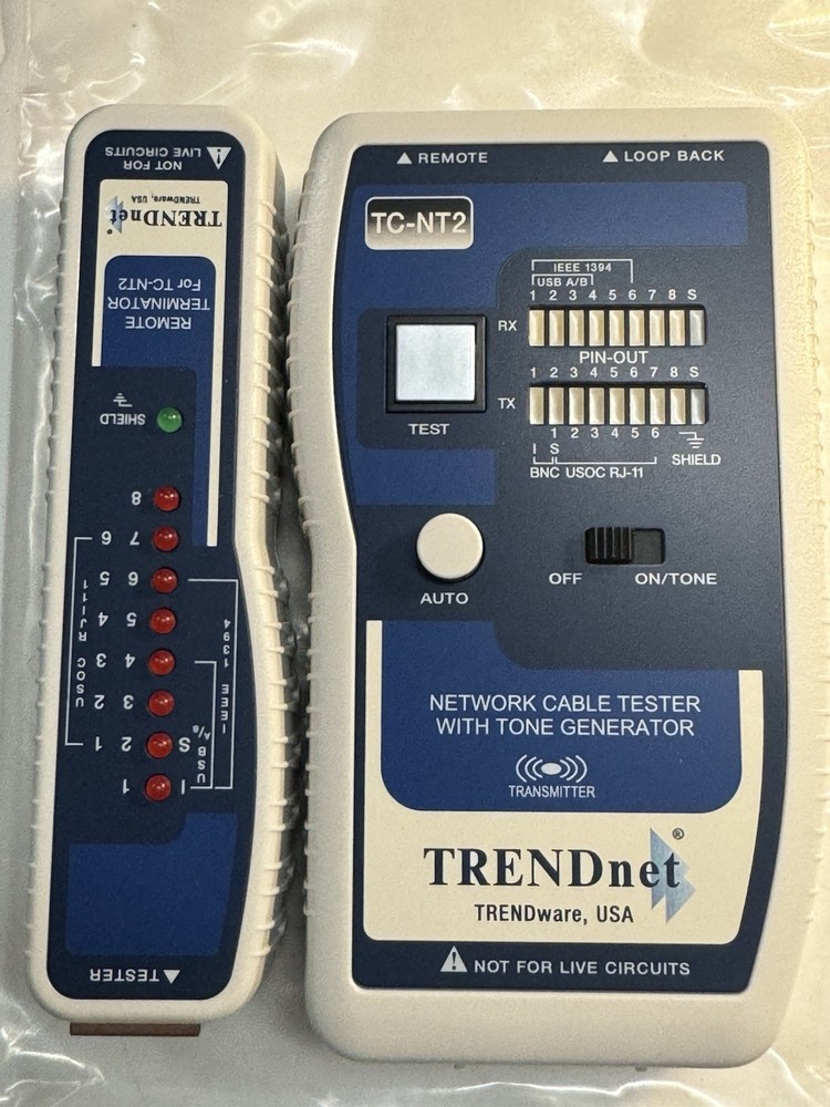 Trendnet TC-NT2 Network Cable Tester & Remote + Case and Test Adapterrs and Man