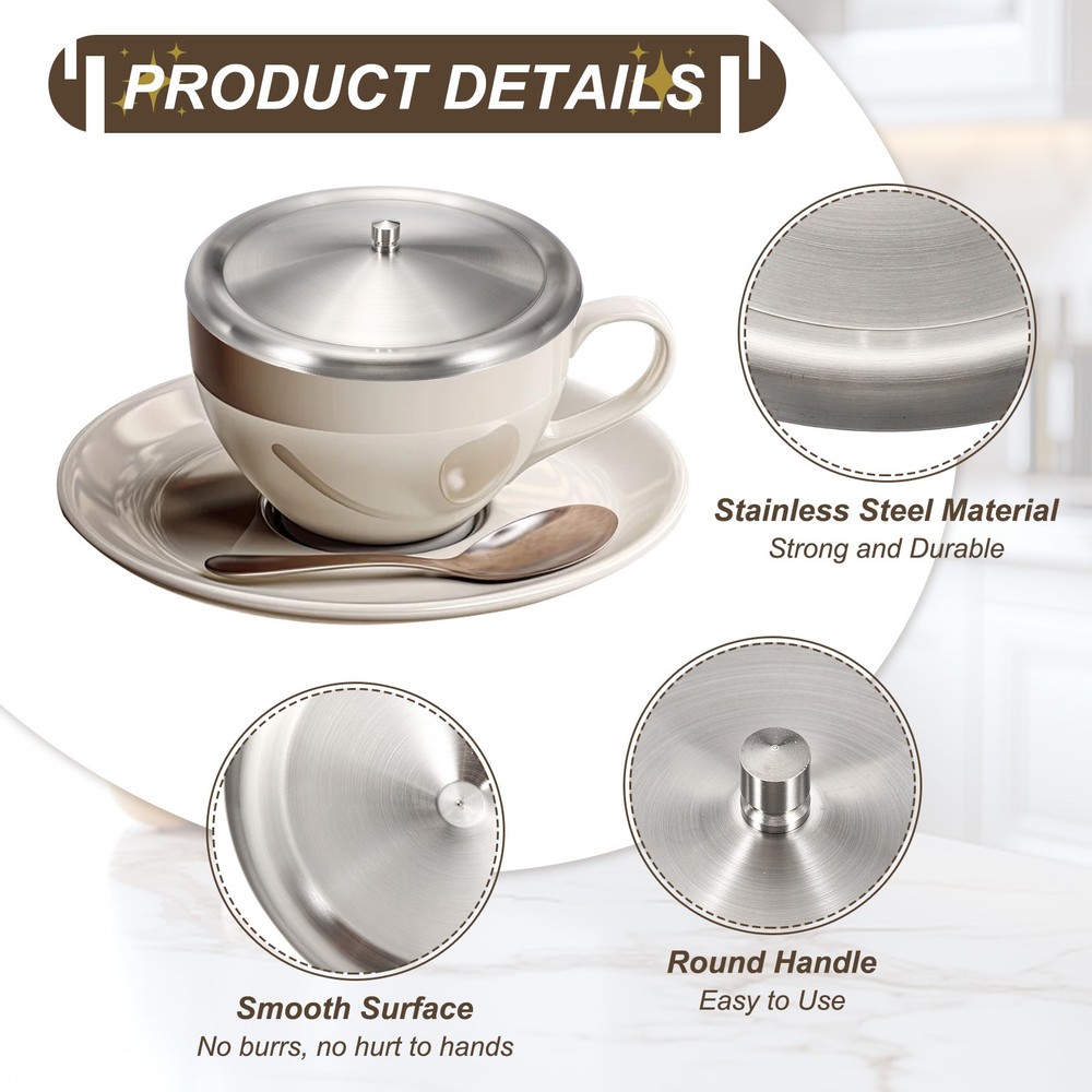 2Pcs Stainless Steel Cup Lid, 5.5" Universal