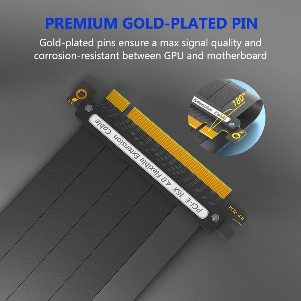 PCIE 4.0 Extension Cable, 16x Shielded High Speed GPU Riser Cable with PCI2722