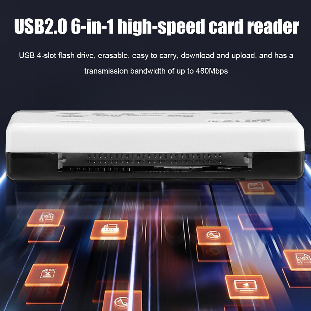 6 In 1 Memory Card Reader Writer Adapter USB 2.0 High Speed Micro SD/SD/SDXC/CF