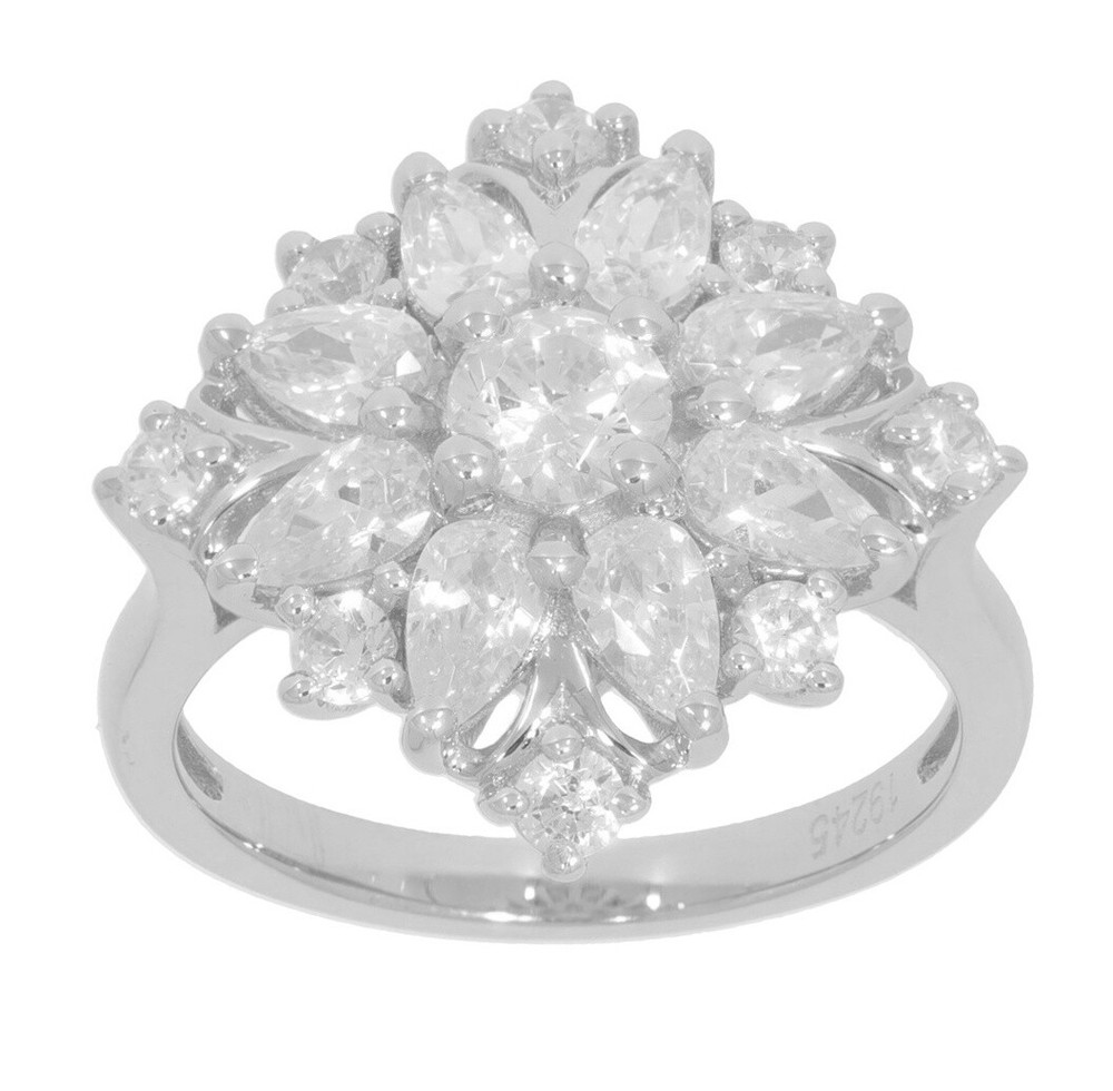 Sterling Silver Semi Mount Ring Setting RD 5x5mm PE 5X3mm Cluster Ring