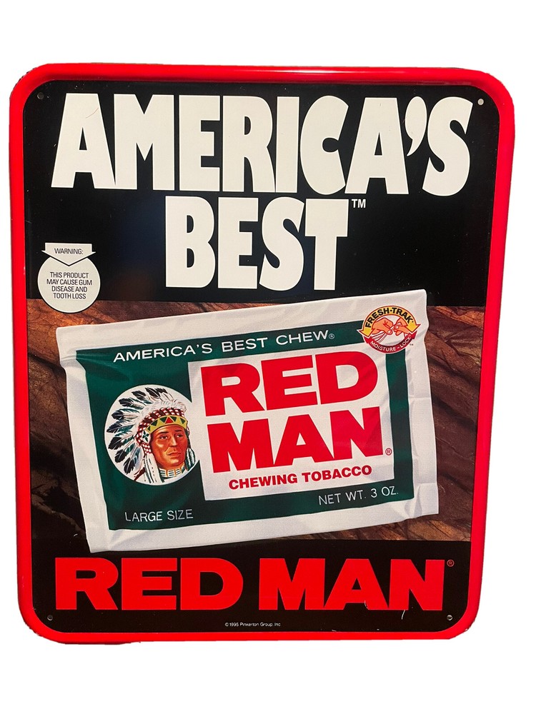 red man tobacco metal sign