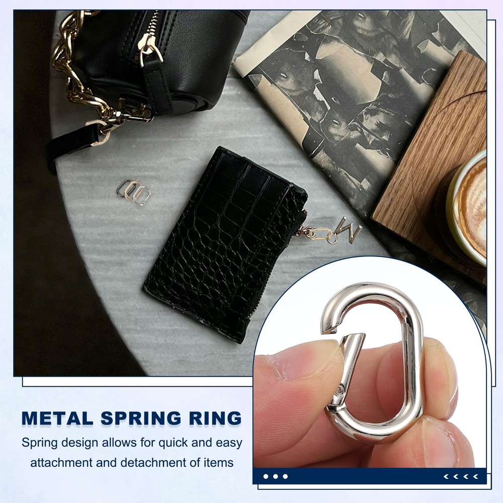 10 Pcs 31mm Oval Shaped Spring Snap Keychain Clip for Purses Silver White