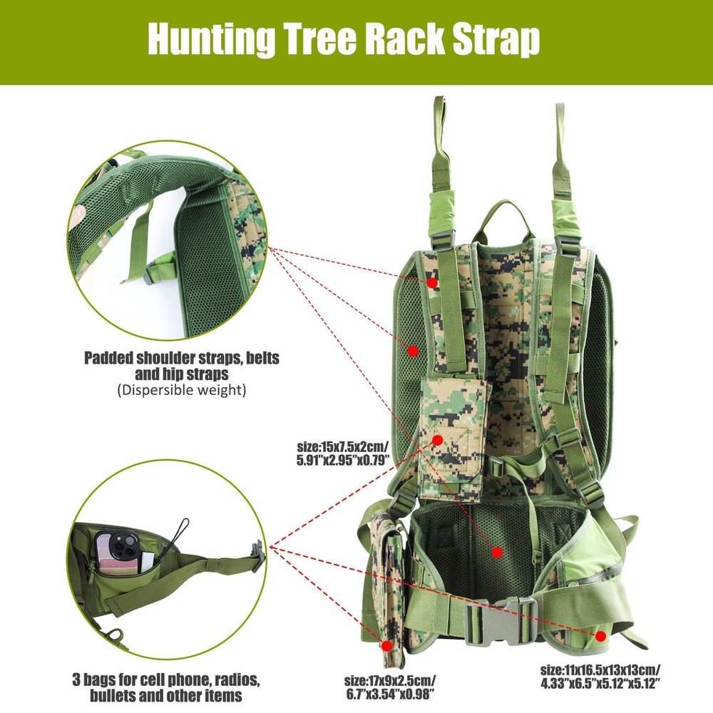 Treerit Tree Stand Carrier Backpack with Padded Straps, 8 Connection Points &...