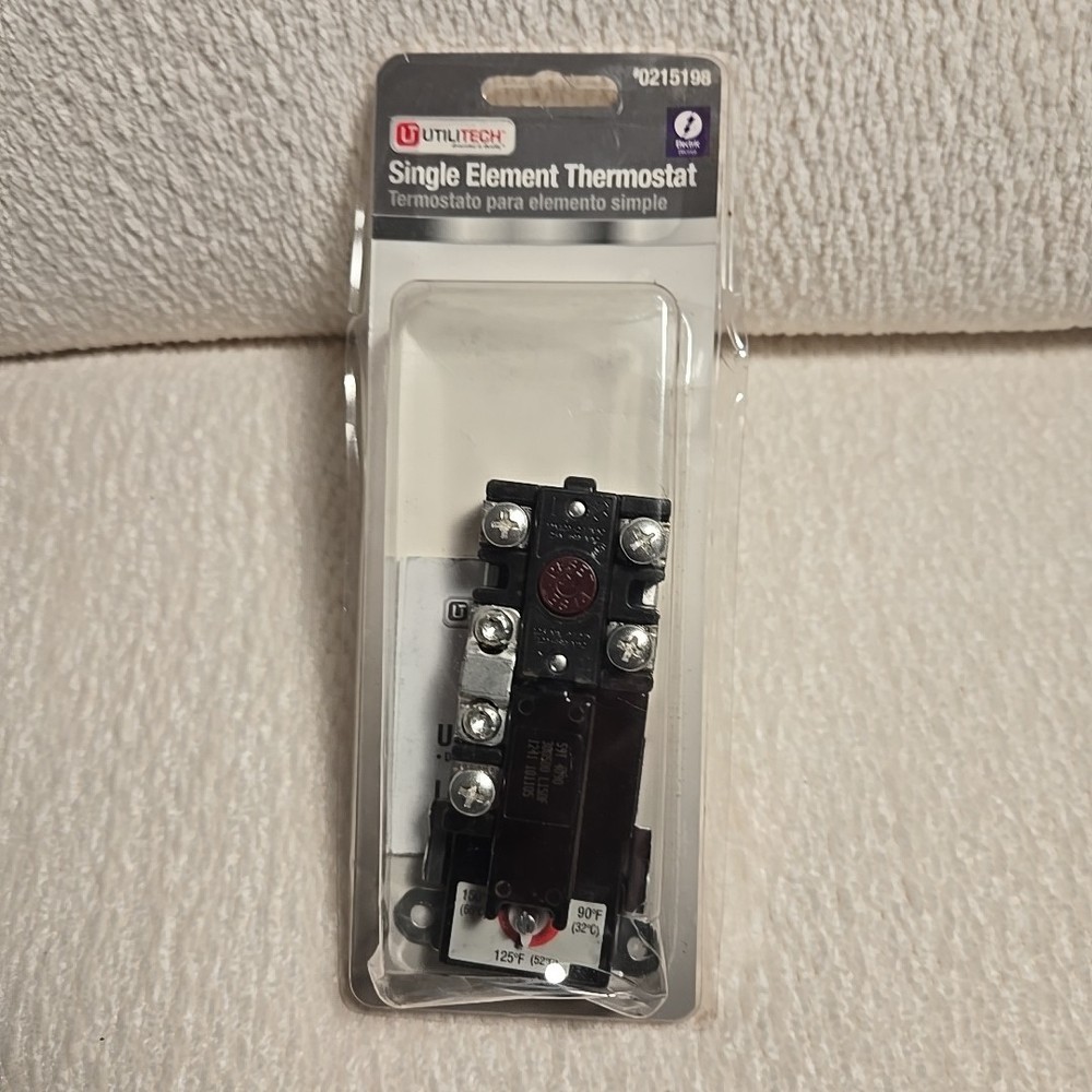Utilitech Water Heater Single Element Thermostat 0215198 New In Pkg w/Damage