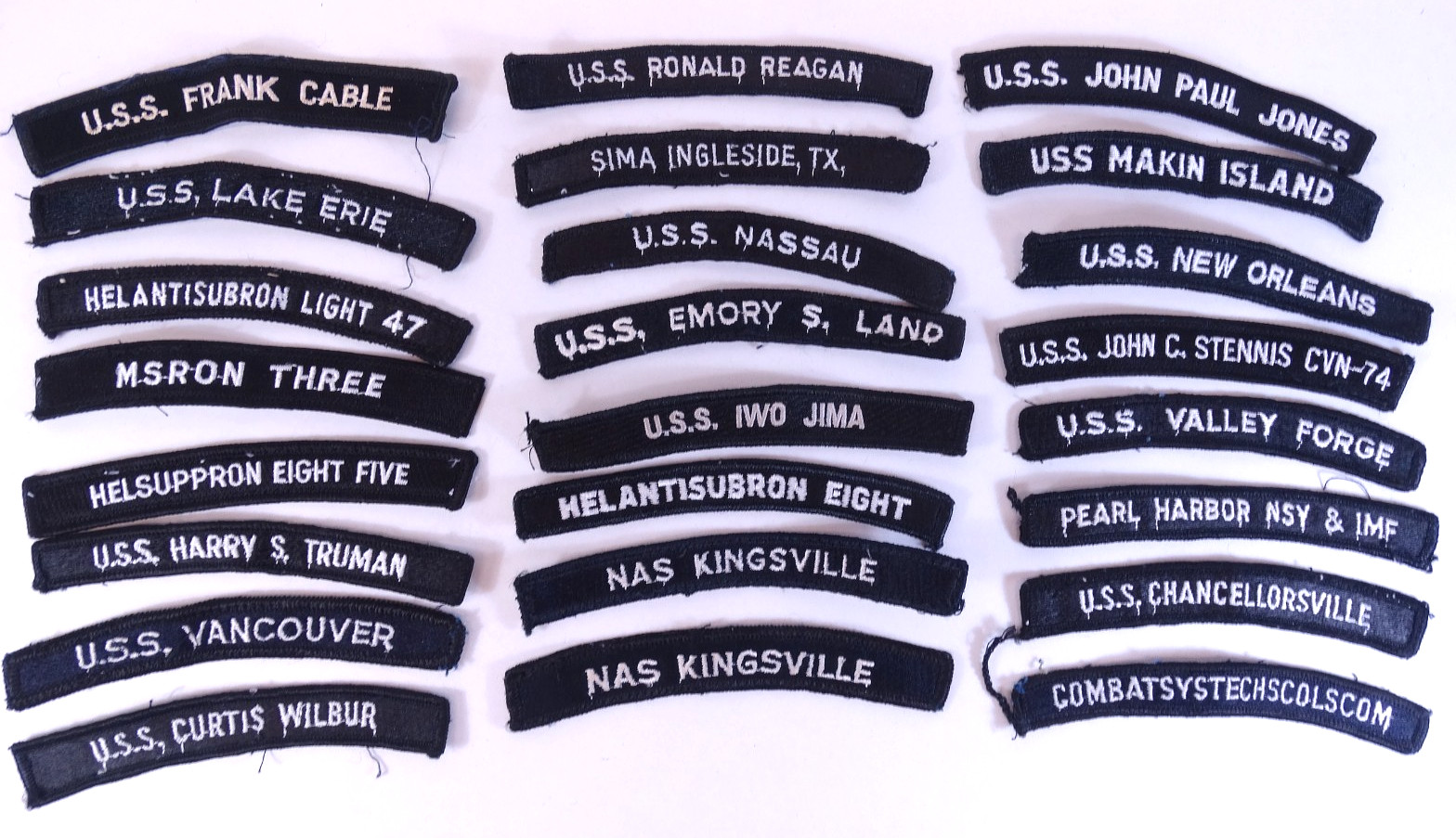 Lot of 24 - US NAVY SHOULDER STRIP TAB Rocker Patches USS Military USA America