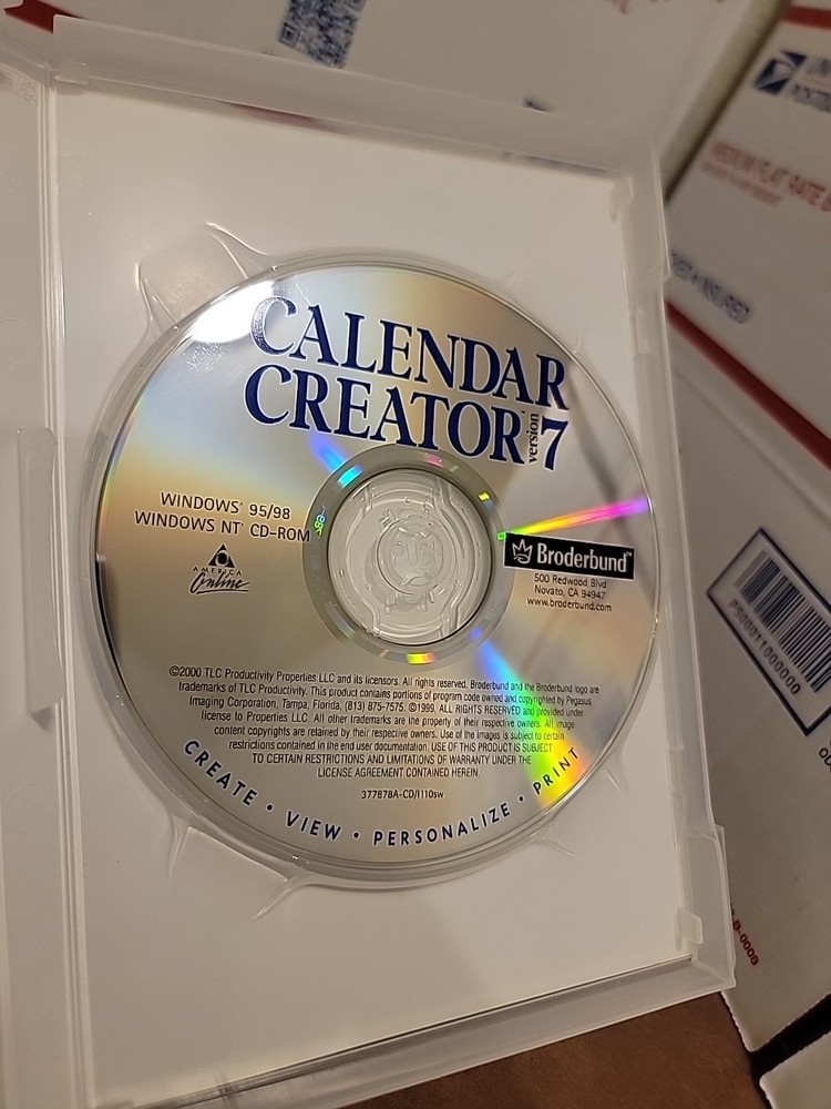 Broderbund Calendar Creator Version 7 For Windows 95/98 Windows NT (CD-ROM)