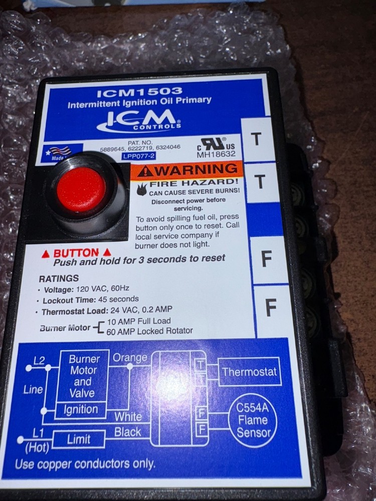 NEW ICM CONTROLS ICM1503 INTERMITTENT IGNITION OIL PRIMARY CONTROL B462