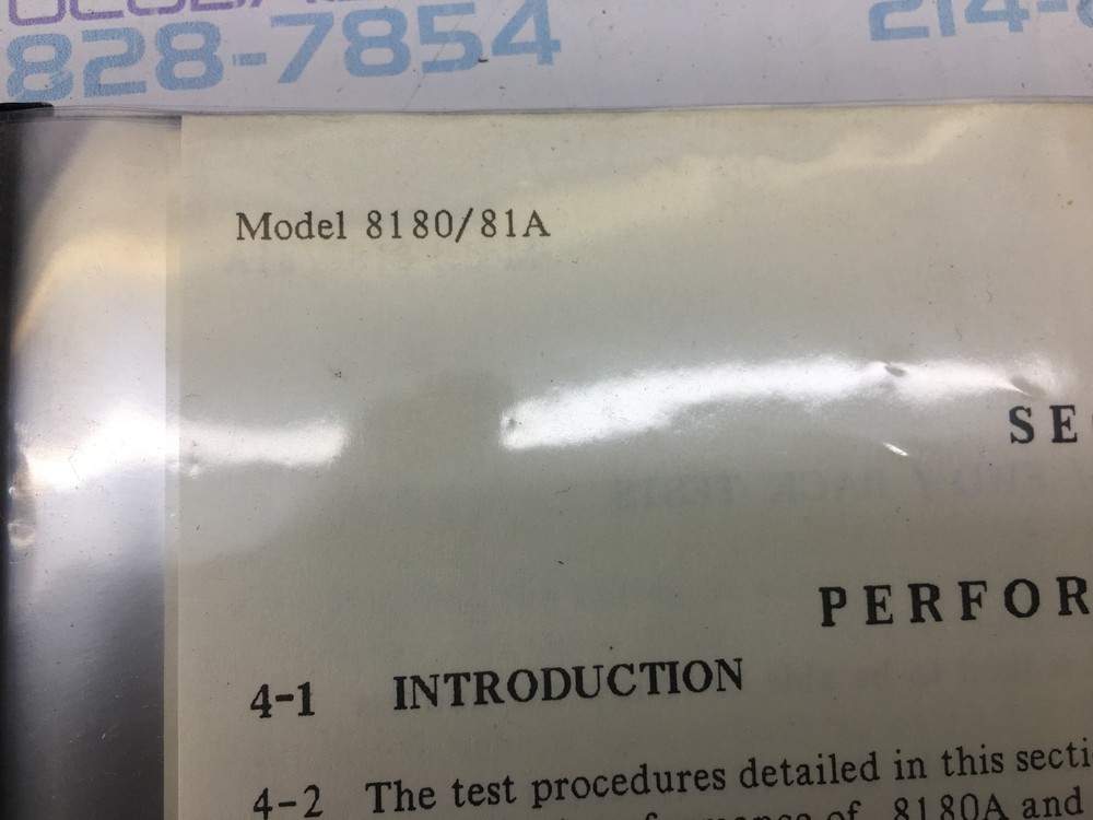 HP 8180A PERFORMANCE TEST MANUAL