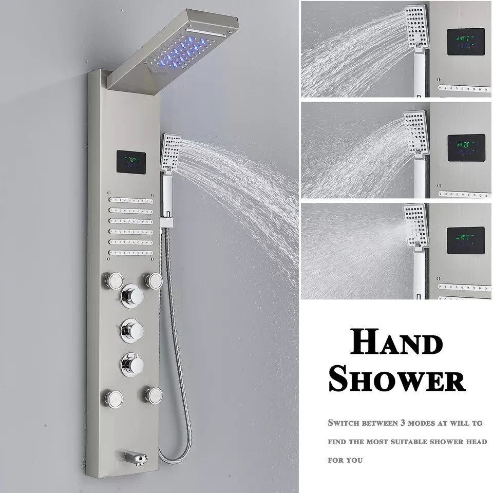 Stainless Steel Rainfall&Waterfall Shower Panel Tower System Massage Jet Sprayer