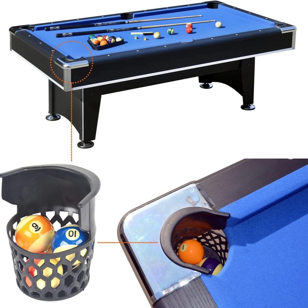 Pool Table Pockets Replacement Set Standard Size with Screws Black