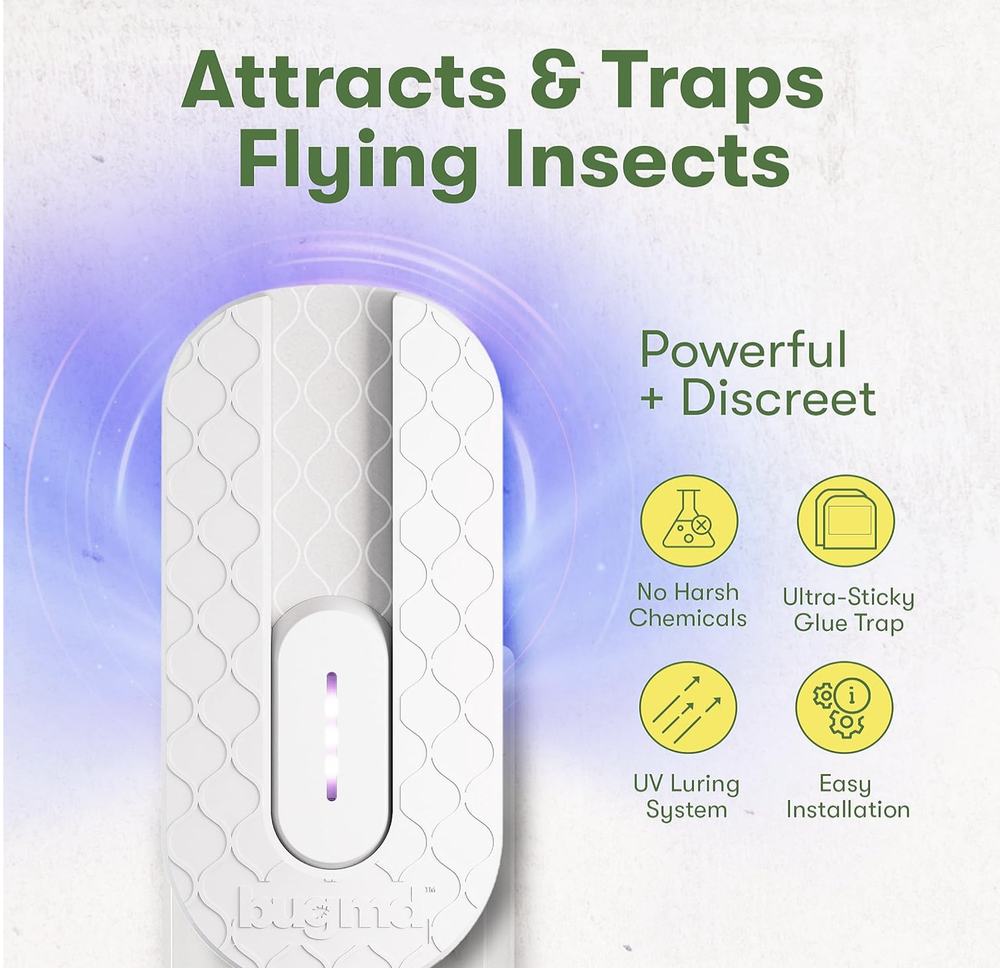 BugMD No Fly Zone Refillable UV Bug Zapper, Mosquito Zapper, Flying Insect Trap