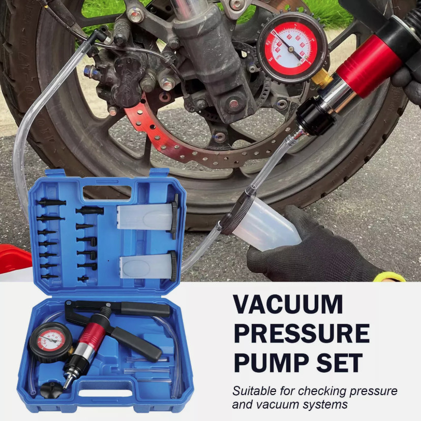 Hand Held Vacuum Pressure Pump Tester Set Brake Fluid Bleeder Bleeding Kit +Box