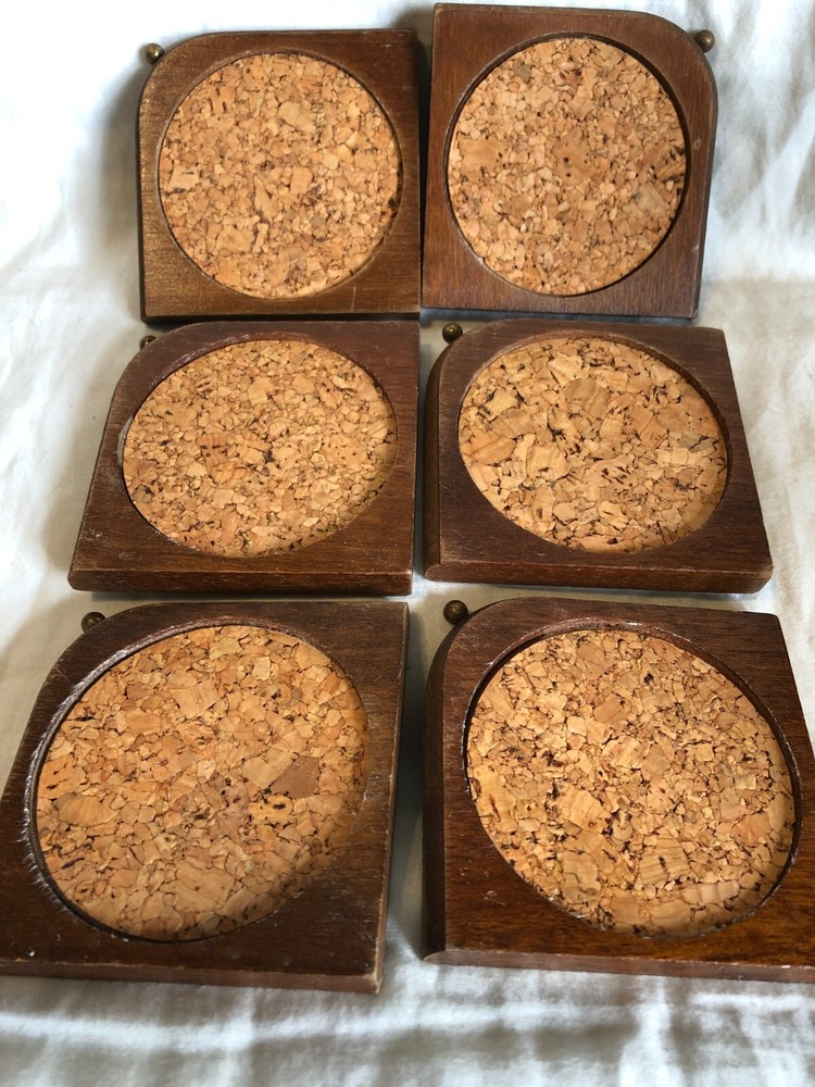 Coasters 6pc set with holder Vintage
