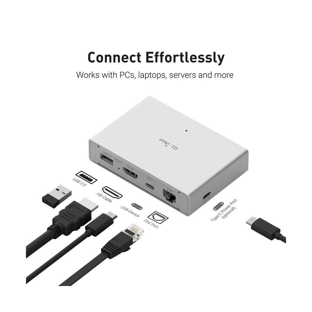 GL.iNet Comet PoE (GL-RM1PE) Remote KVM Control Over Internet - PoE/Type - C ...