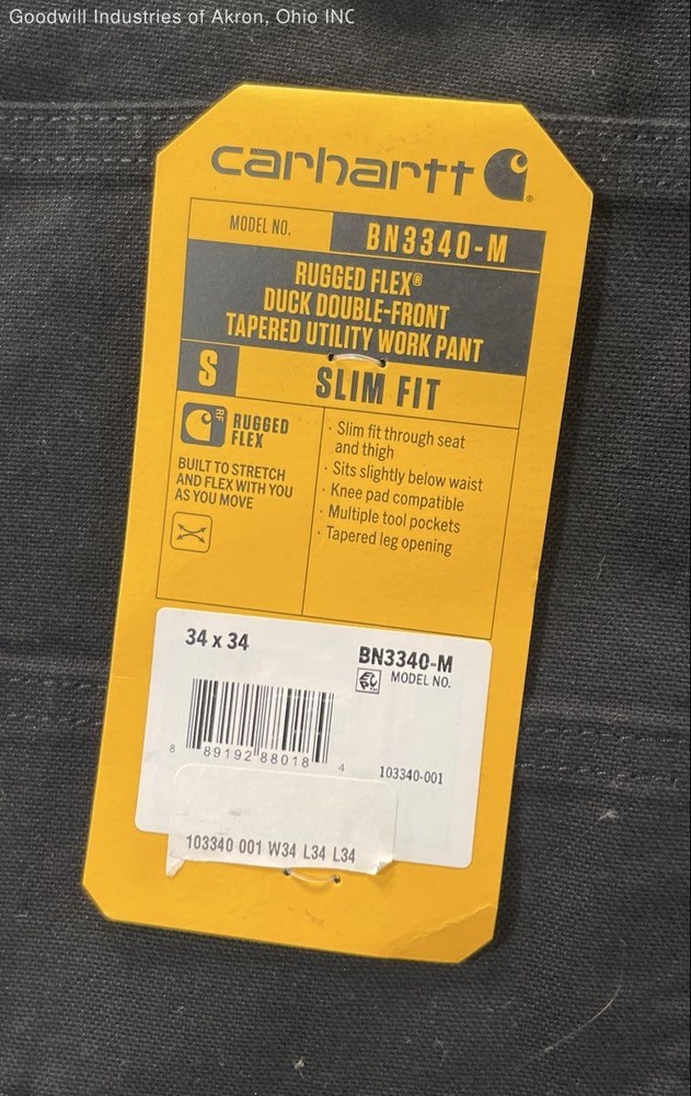 Carhartt Men's Rugged Flex Duck Double-Front Work Pants Black NWT 34x34