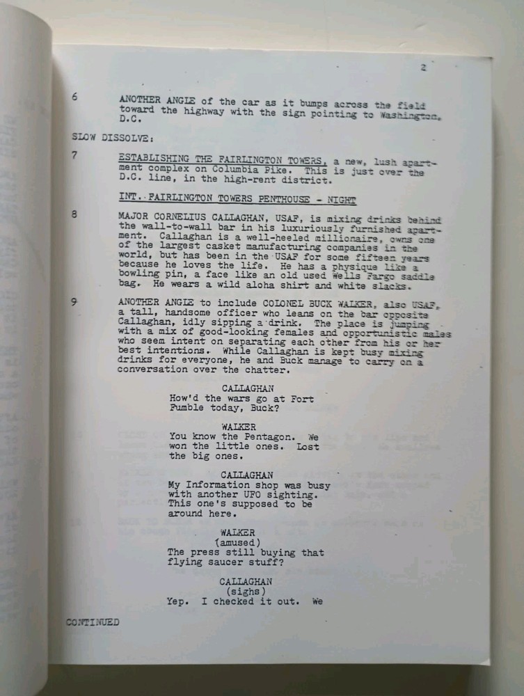 PANIC ON THE POTOMAC Movie Script / Bob Hope Association?
