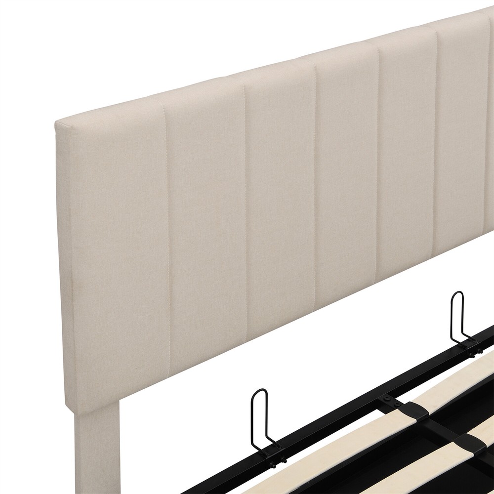 Full Size Bed Frame Upholstered Platform Bed w/ Hydraulic Storage System US
