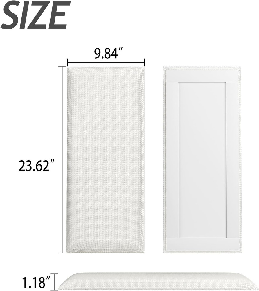 Upholstered Wall-Mounted Headboard, Acoustic Panel, Peel and Stick Padding, Beig