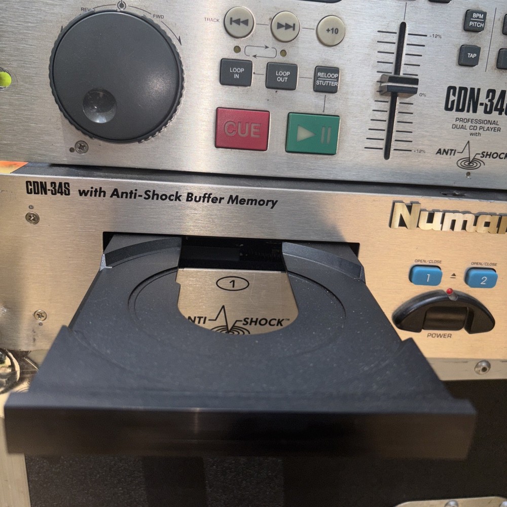 Tested NUMARK CDN-34S DJ PROFESSIONAL DUAL CD PLAYER + Controller Wire 1 Cd Work