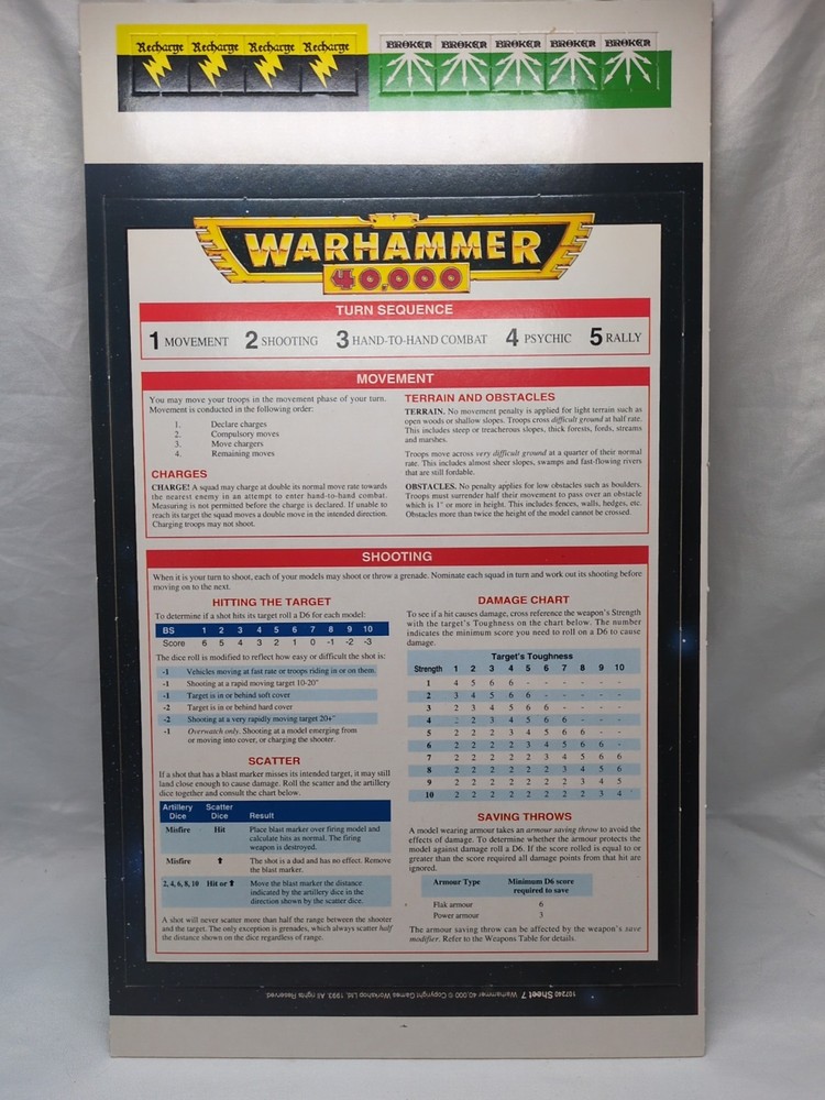 Warhammer 40k Second Edition Starter Set Sheet 7